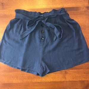 Blue shorts w/paper bag tie in front & button up